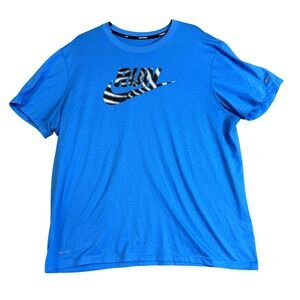Nike Dri-Fit Run Shirt Mens XL‎ Blue Nike Running Graphic Athletic Tee Top